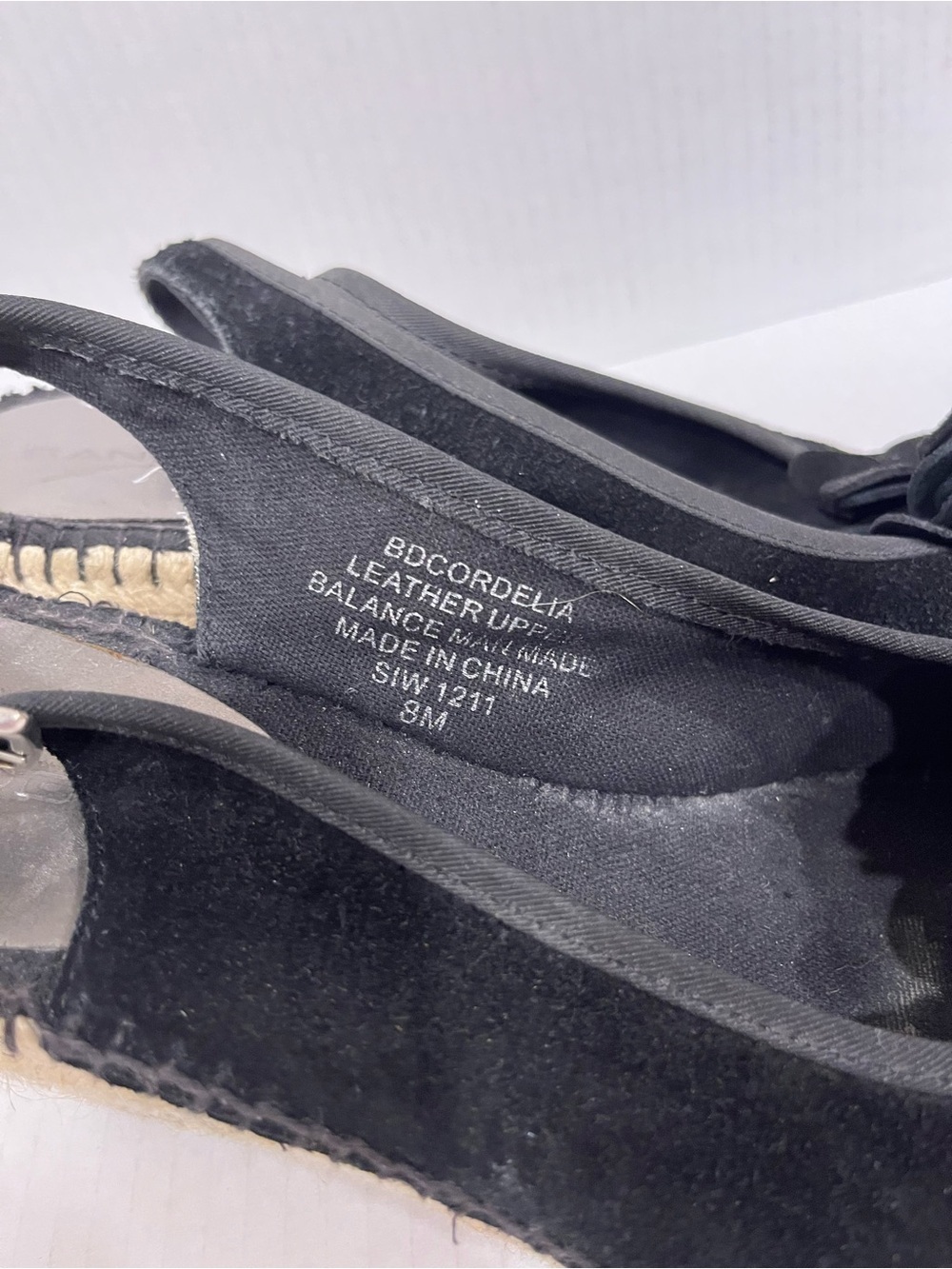 Bandolino Black Suede Espadrille Wedges with Floral Accent 8 - Picture 7 of 10
